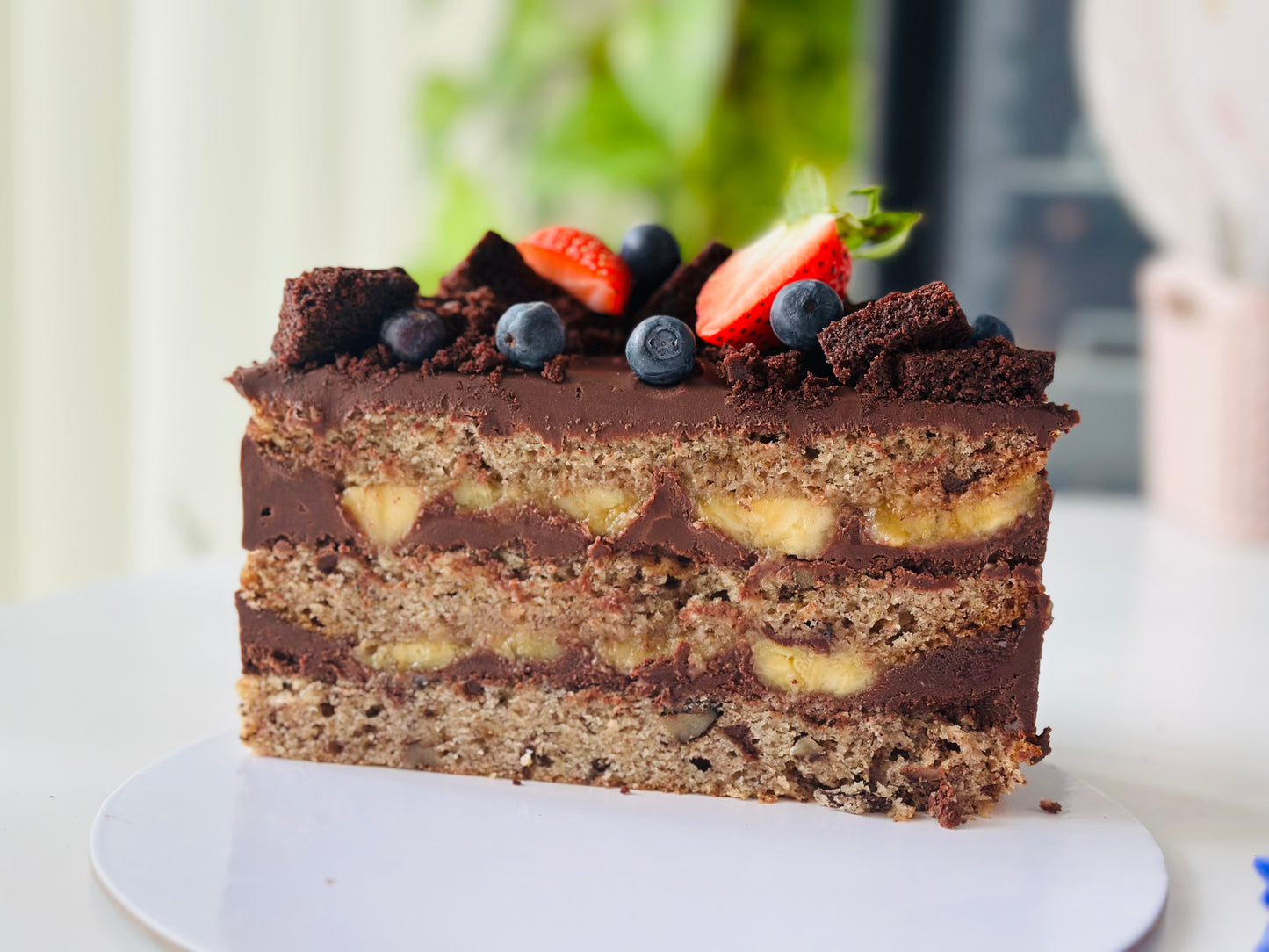 Tort vegan( de post) cu banane și ciocolată