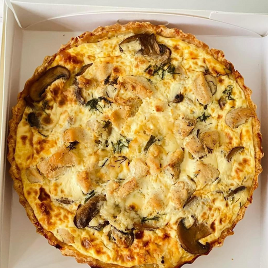 Quiche cu pui și ciuperci (tartă sărată)